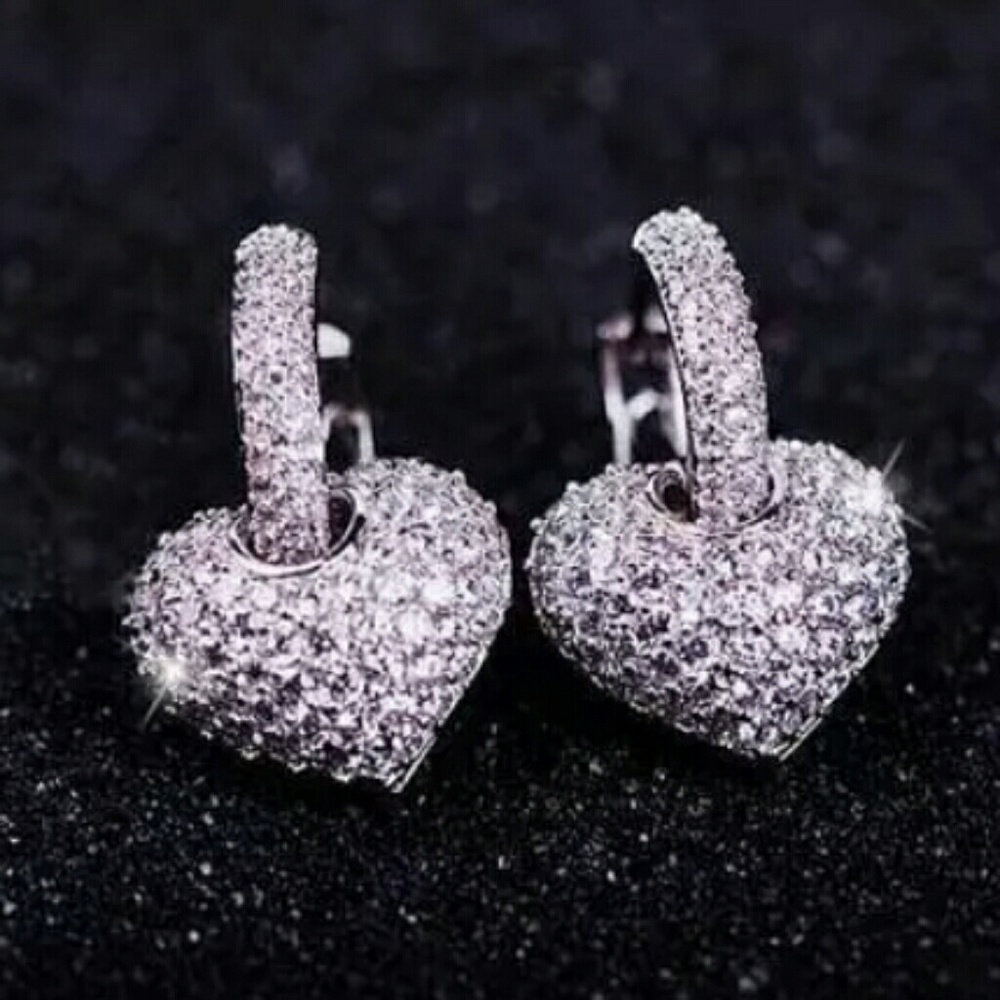 Women's Zirconia Hoop Heart Earings